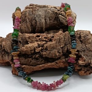 COLLARES DE PIEDRAS FASETADAS EN HILO DE PLATA TURMALINA DE COLORES