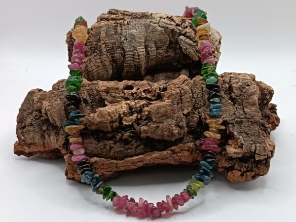 COLLARES DE PIEDRAS FASETADAS EN HILO DE PLATA TURMALINA DE COLORES