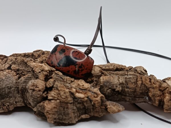 COLGANTE CON HUECO OBSIDIANA CAOBA
