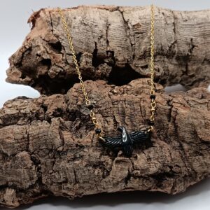 COLLARES DE ACERO INOXIDABLES BAÑADOS EN ORO AGUILAS ONIX