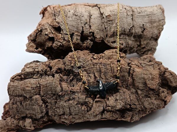 COLLARES DE ACERO INOXIDABLES BAÑADOS EN ORO AGUILAS ONIX