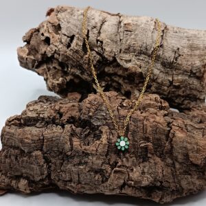 COLLARES DE ACERO INOXIDABLES BAÑADOS EN ORO FLOR
