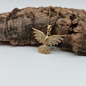COLLARES DE ACERO INOXIDABLES BAÑADOS EN ORO AGUILAS CIRCONITA