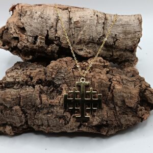 COLLARES DE ACERO INOXIDABLE BAÑADOS EN ORO CRUZ DE JERUSALEN