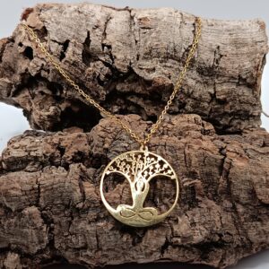 COLLARES DE ACERO INOXIDABLE BAÑADOS EN ORO ARBOL DE LA VIDA CON INFINITO