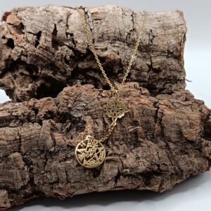 COLLARES DE ACERO INOXIDABLE BAÑADOS EN ORO NUDO DE BRUJA CON TETRAGRAMATON