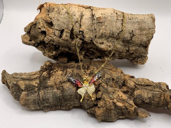 COLLARES DE ACERO INOXIDABLE BAÑADOS EN ORO MARIPOSA TORNASAL - Imagen 2