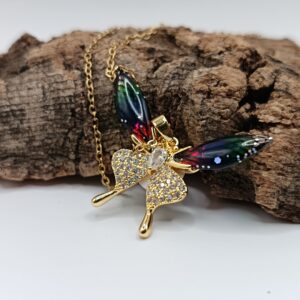 COLLARES DE ACERO INOXIDABLE BAÑADOS EN ORO MARIPOSA TORNASAL
