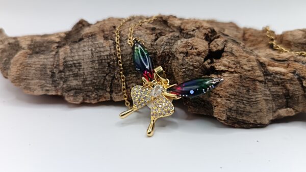 COLLARES DE ACERO INOXIDABLE BAÑADOS EN ORO MARIPOSA TORNASAL