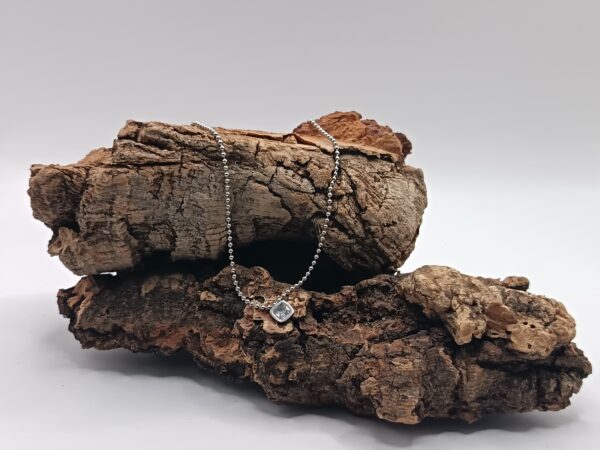COLLARES DE ACERO INOXIDABLES PLATEADOS CIRCONITA MINI