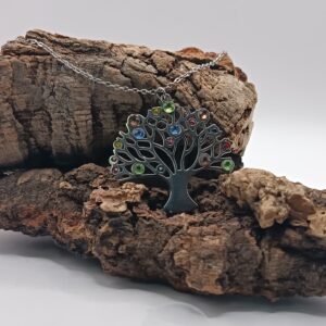 COLLARES DE ACERO INOXIDABLES PLATEADOS ÁRBOL DE LA VIDA 7 CHAKRAS