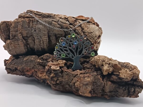 COLLARES DE ACERO INOXIDABLES PLATEADOS ÁRBOL DE LA VIDA 7 CHAKRAS