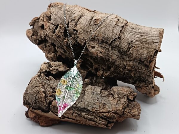 COLLARES DE ACERO INOXIDABLES PLATEADOS HOJA - Imagen 2