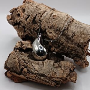 COLLARES DE ACERO INOXIDABLES PLATEADOS GOTA