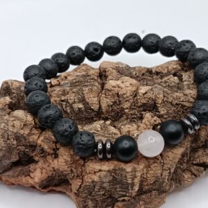 3 PIEDRAS OBSIDIANA, HEMATITE Y CUARZO ROSA
