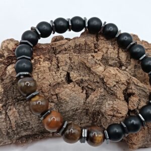 OBSIDIANA, HEMATITE y OJO DE TIGRE