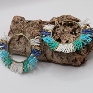 PENDIENTES OCEAN DE ROSAS AZULES OSCURO